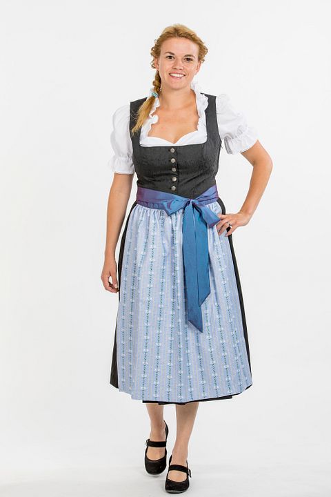 Robe folklorique Rebecca sans tablier, boutonnée Märithüsli